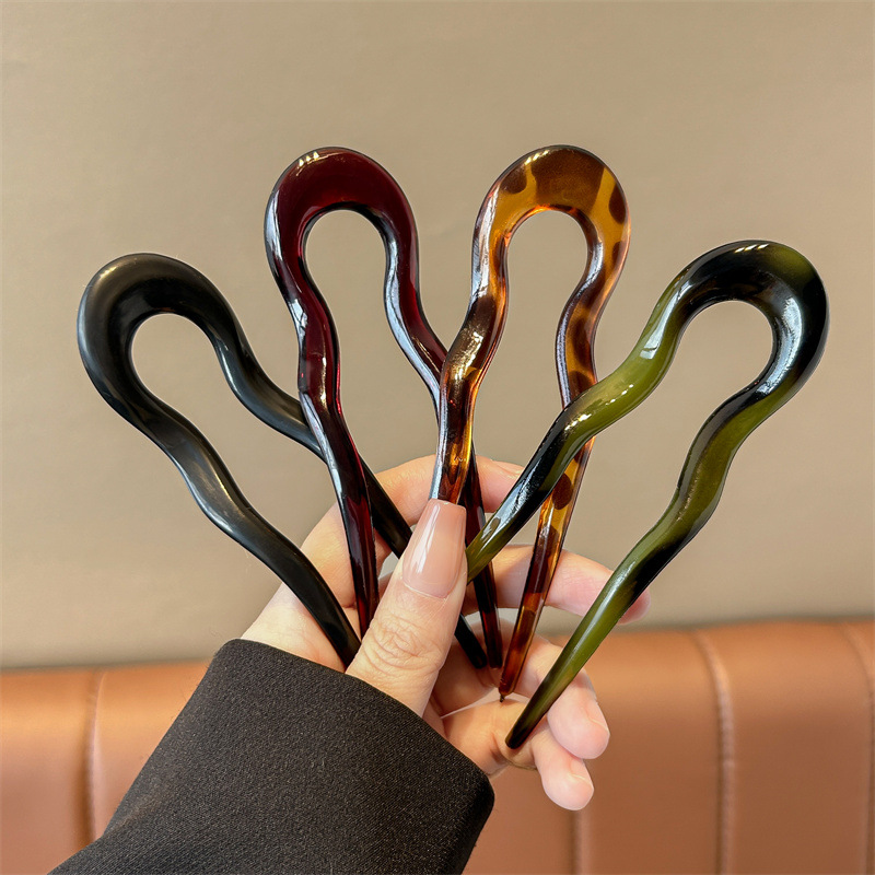 U 字型ヘアフォークファッションべっ甲模様アセテートアクリル - Women'S Formal Accessories のレビューと価格