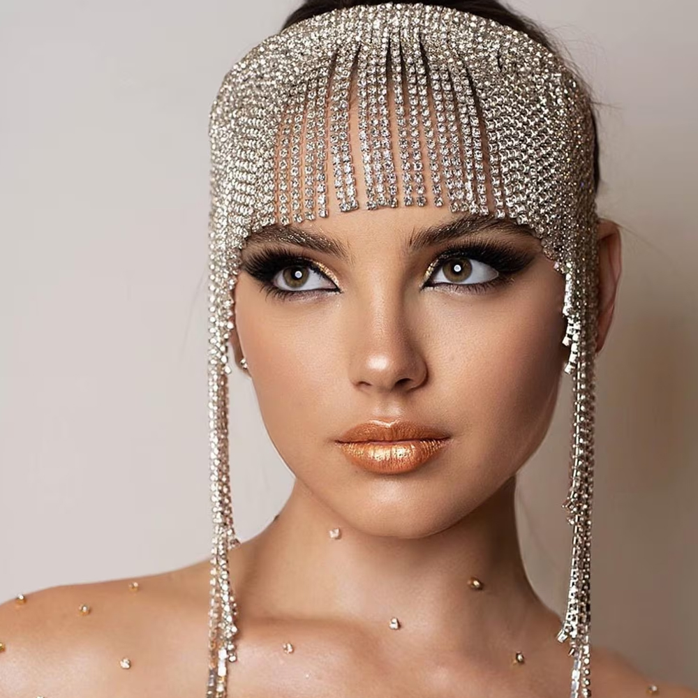 ボヘミアンクリスタルタッセルヘアチェーン,ヘッドバンド,ウェ - Women Accessories India のレビューと価格