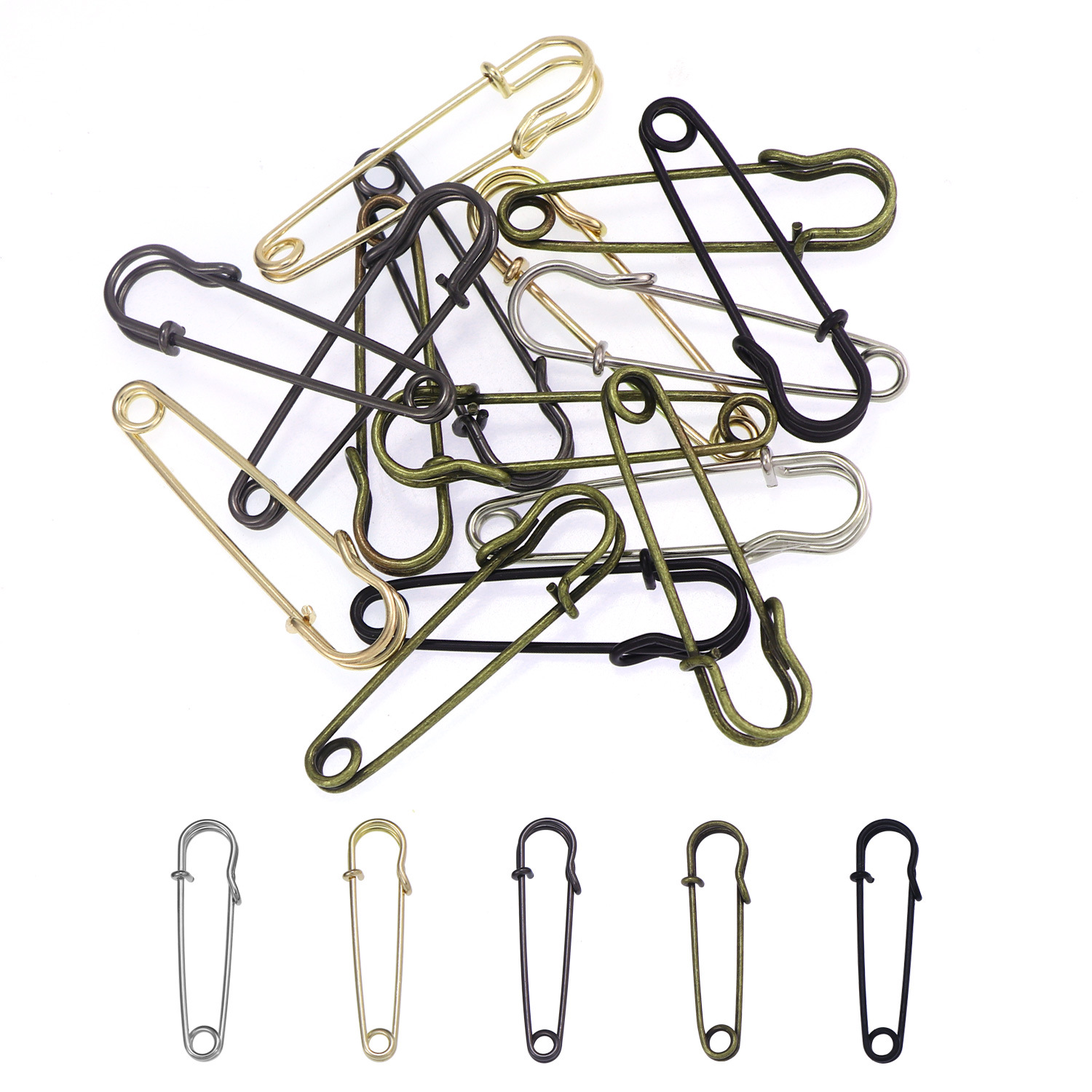 20 個 50 ミリメートル金属安全ピンシルバー/ゴールド/ - Brooch Pin Gold のレビューと価格