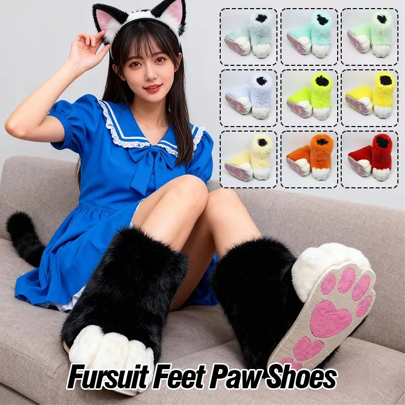 1 ペア着ぐるみ足足靴キットぬいぐるみ毛皮のようなブーツ着ぐ - Women'S Winter Accessories Set のレビューと価格