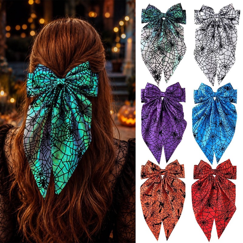 ハロウィン スパイダーウェブ ボウ ヘアクリップ ゴシック  - Women'S Emo Accessories のレビューと価格