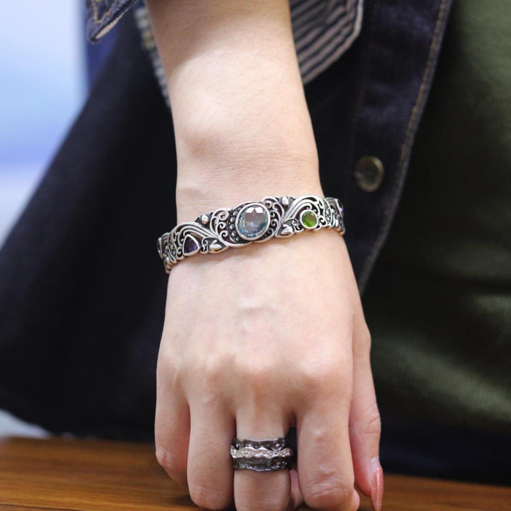 新しい 925 スターリングシルバー宝青紫石ブレスレットバン - Resin Bangle Bracelet のレビューと価格