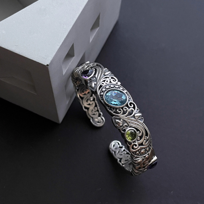 新しい 925 スターリングシルバー宝青紫石ブレスレットバン - Resin Bangle Bracelet のレビューと価格